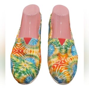 Toms Tie-Dye Slip-On Flats in Green, Blue, Yellow & Orange